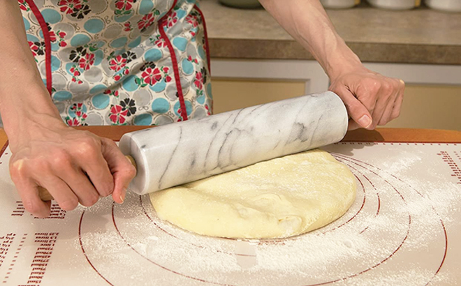 Fox Run Marble Rolling Pin with Wooden Cradle