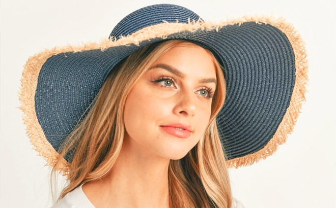 Frayed Straw Floppy Hat