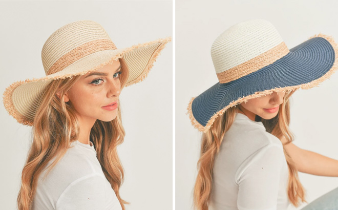 Frayed Straw Floppy Hats