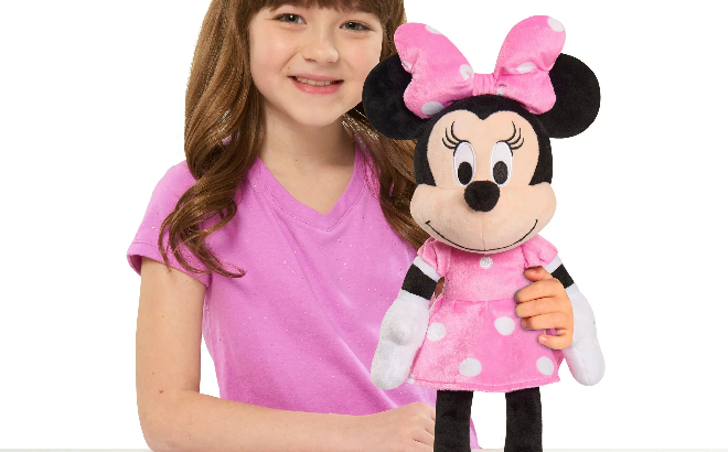 Girl Holding Disney Mickey Mouse 19 Inch Plush