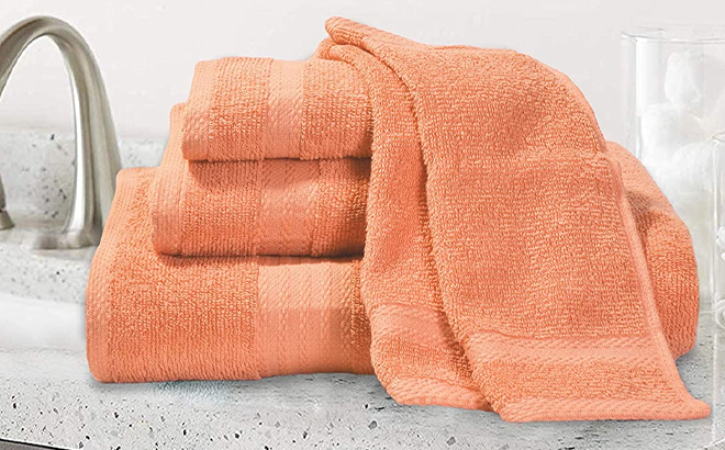 Glamburg Ultra Soft 8 Piece Peach Towel Set