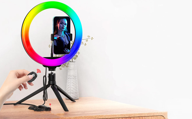 10.2-Inch Gped Selfie Ring Light with Tripod Stand & Cell Phone Holder