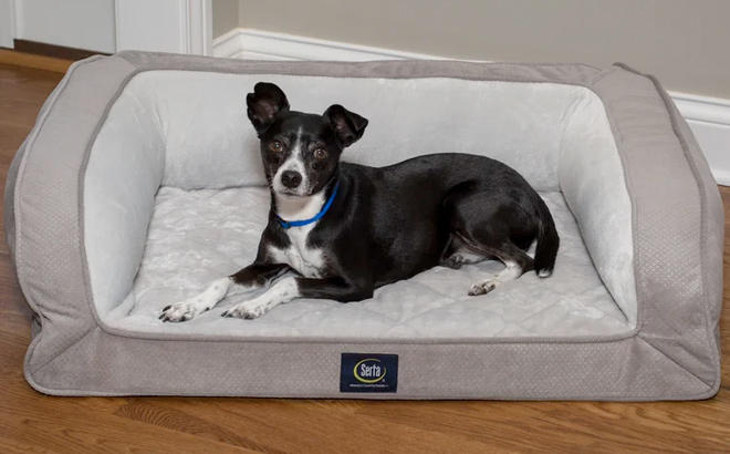 Gray Serta Quilted Couch Pet Bed