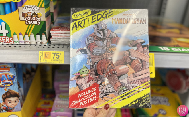 Hand Holding Crayola Star Wars Mandalorian Coloring Book