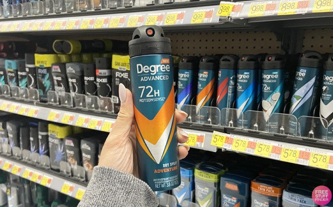 Hand Holding Degree Mens Dry Spray Deodorant