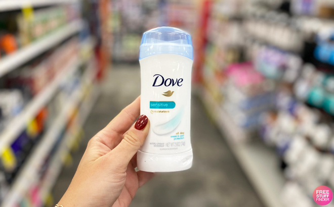 Hand Holding Dove Womens Deodorant Stick