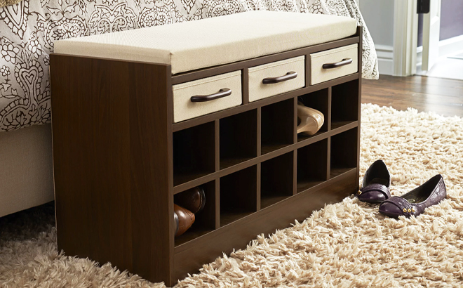 Household Essentials Dark Brown Storage Bench