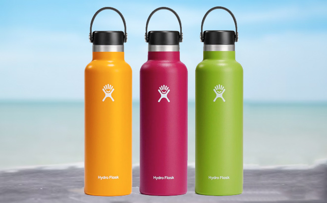 Hydro Flask 21 oz Standard Flex Cap Three Colors on the Beach