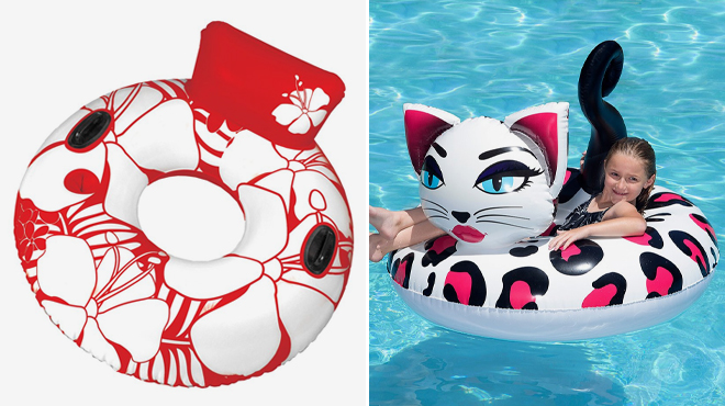 Inflatable Pool Master Red Day Dreamer Lounge and Pretty Kitty Blow Up Pool Tube