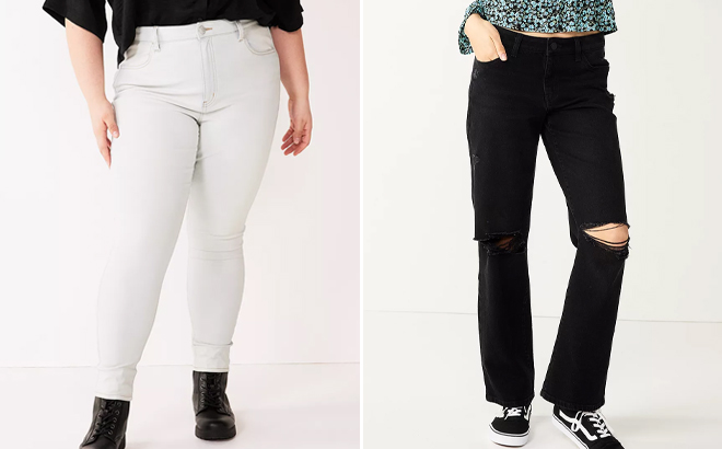 Juniors SO Plus Size Super High Rise Jeggings and Low Rise Baggy Dad Jeans