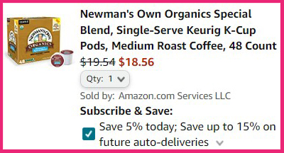 Keurig Newmans Own Organics Special Blend 48 Pack Checkout Summary