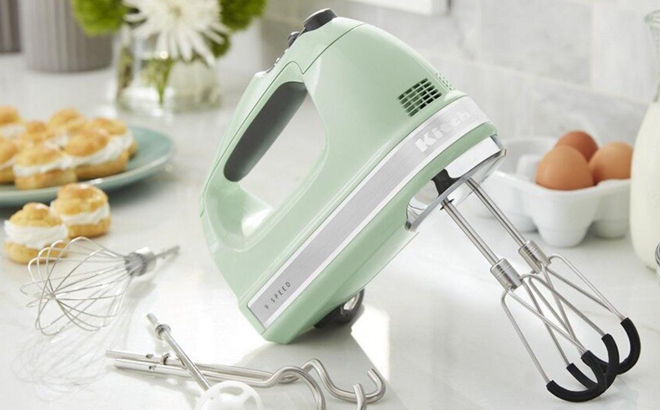 KitchenAid 9 Speed Hand Mixer with Flex Edge Beaters Pistachio Color