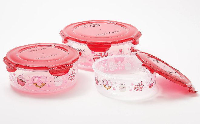 LocknLock Valentines Day 3 Piece Canisters Set