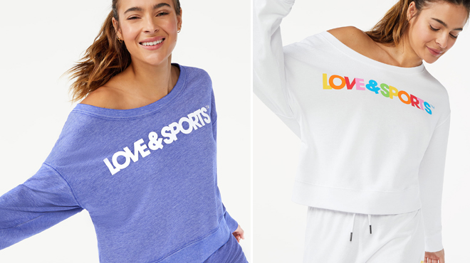 Love Sports Womens Cropped Logo Sweatshirt