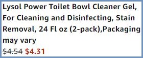 Lysol Toilet Bowl Cleaner Checkout Summary at Amazon