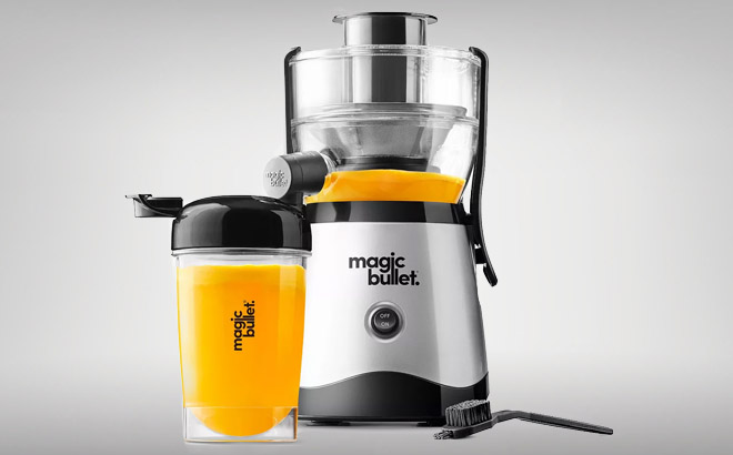 Magic Bullet Mini Juicer with a Gray Background