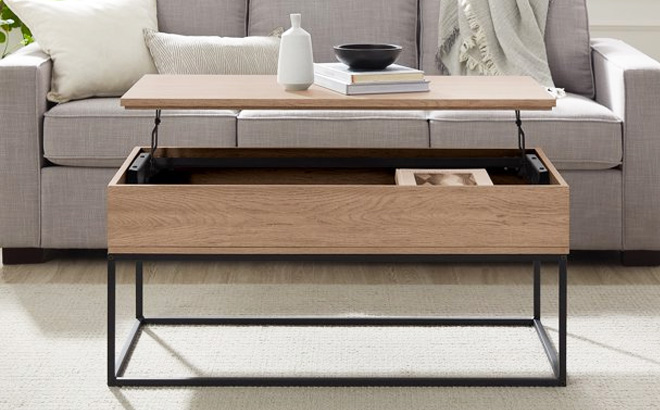 Manor Park Modern Wood and Metal Lift Top Coffee Table