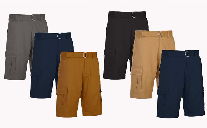 Mens 3 Pack Cotton Flex Stretch Cargo Shorts