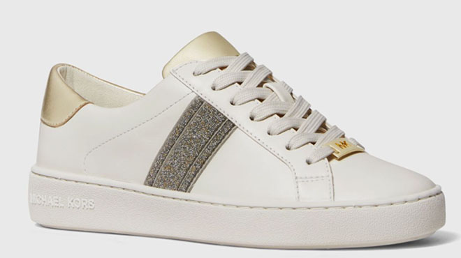 Michael Kors Irving Glitter and Leather Stripe Sneaker 2