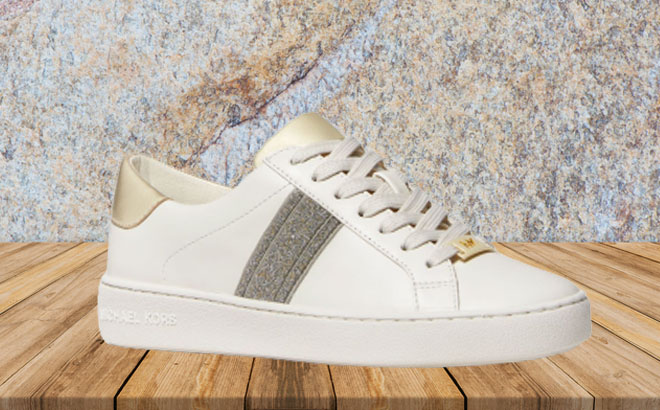 Michael Kors Irving Glitter and Leather Stripe Sneaker