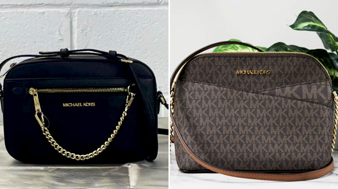 Michael Kors Jet Set Large Saffiano Leather Crossbody Bag and Jet Set Travel Medium Logo Dome Crossbody Bag