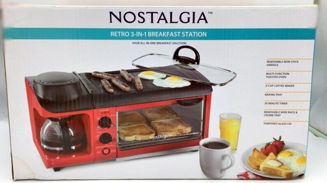 Nostalgia Retro 3 in 1 Electric Breakfast Station Box