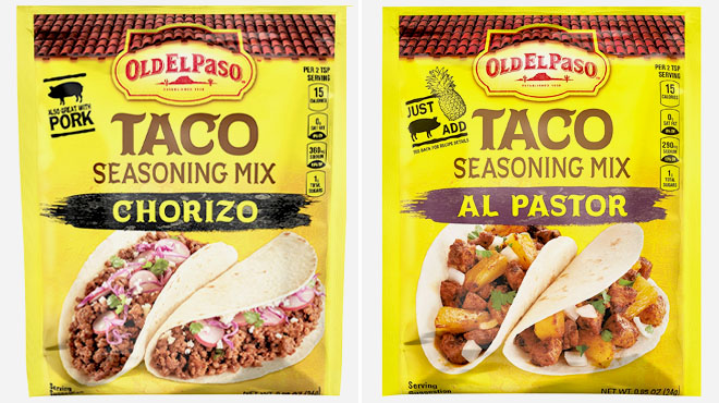 Old El Paso Chorizo Taco Seasoning 0 85 oz and Old El Paso Al Pastor Taco Seasoning 0 85 oz