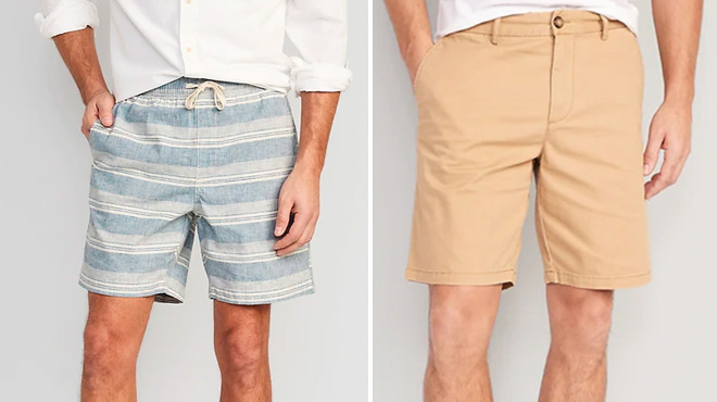 Old Navy Mens Striped Linen Shorts and Slim Built Chino Shorts