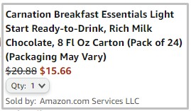 Order Summary for Carnation Breakfast Essentials