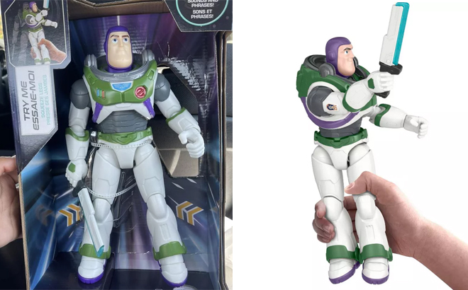 Person Holding Disney Pixar Buzz Lightyear Figure