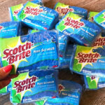 Scotch Brite Sponges in Blue Color on a Table