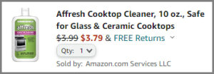 Screenshot of Affresh 10 Ounce Cooktop Cleaner Subscribe and Save Discount at Amazon Checkout