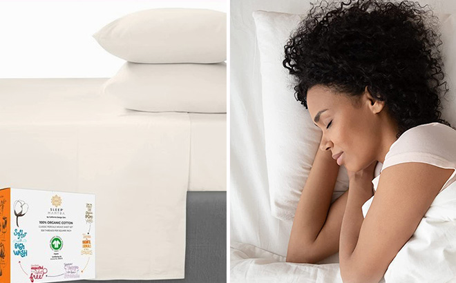 Sleep Mantra 100 Organic Cotton Sheet Set Ivory