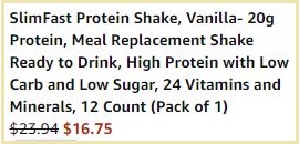 SlimFast Protein Shake Meal Replacement with Vanilla Checkout Summary