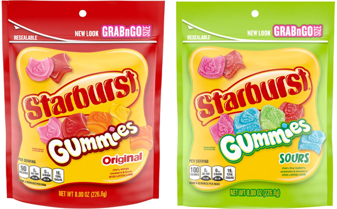 Starburst Original and Sour Gummies 8 oz