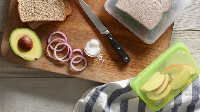 Stasher Reusable Silicone Snack Bags on Top fo the counter