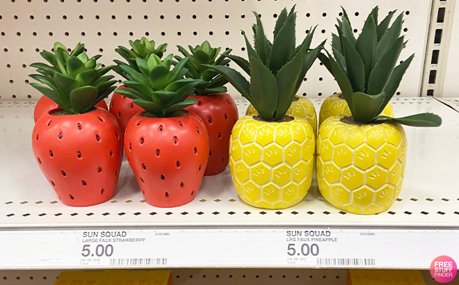 Sun Squad Large Faux Succulent Strawberry and Pineapple on Shelf at Target