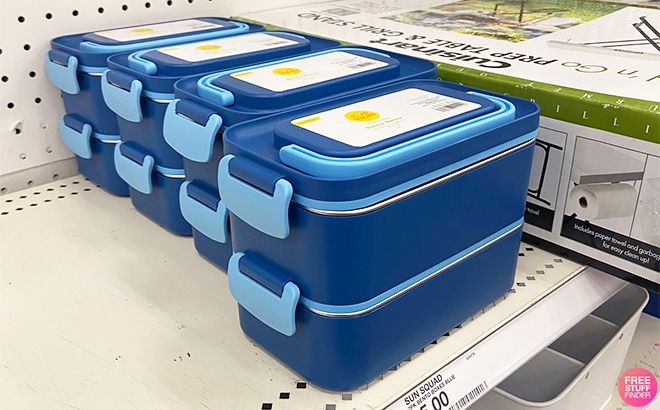 Sun Squad Stackable Blue Bento Bock 2 Pack on Shelves at Target