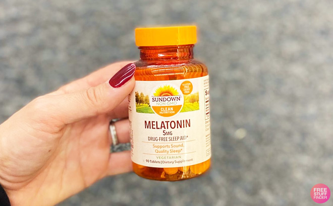 Sundown Naturals Melatonin in Hand