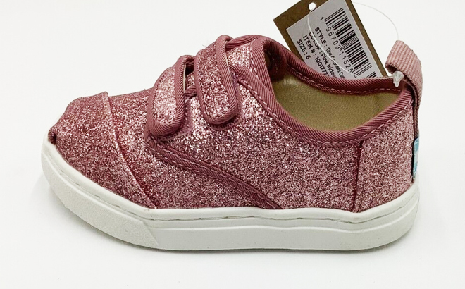 TOMS Toddler Girls Pink Iridescent Glimmer Cordones Sneakers