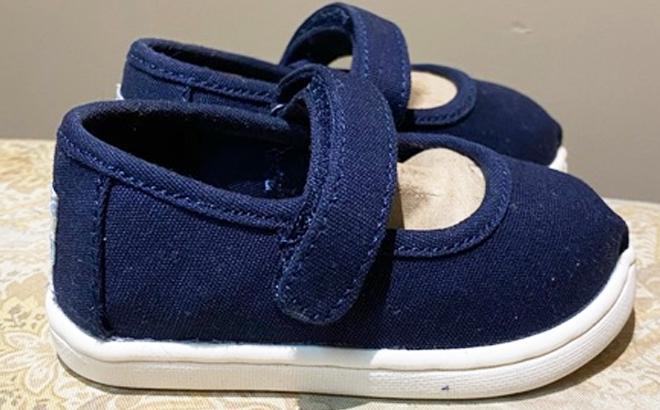 TOMS Toddler Infant Girls Navy Canvas Mary Jane Shoes