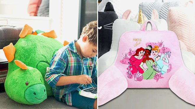 The Big One Kids Dino Backrest and The Big One Princess Backrest Pillow