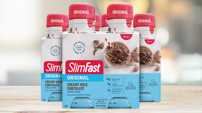 Three 4 Packs of SlimFast Meal Replacement Shake in Creamy Milk Chocolate Flavor