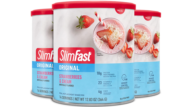 Three SlimFast Meal Replacement Powder in Strawberries Cream Flavor