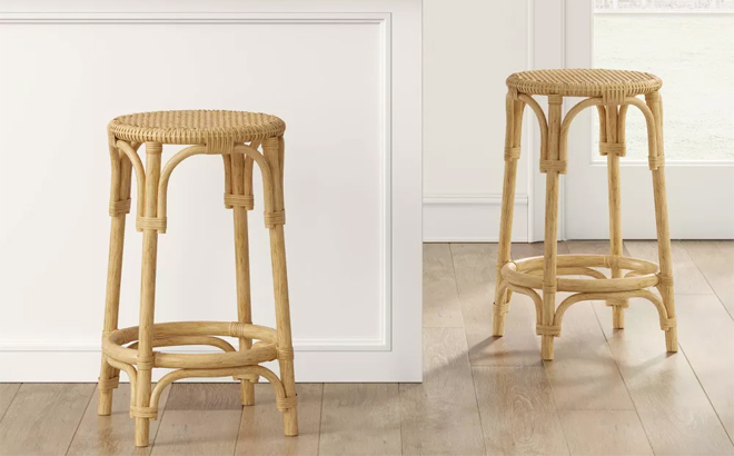 Threshold Perry Rattan Backless Woven Barstool In Natural Color