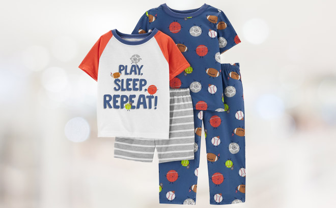 Toddler 4 Piece Sports Loose Fit Pajamas