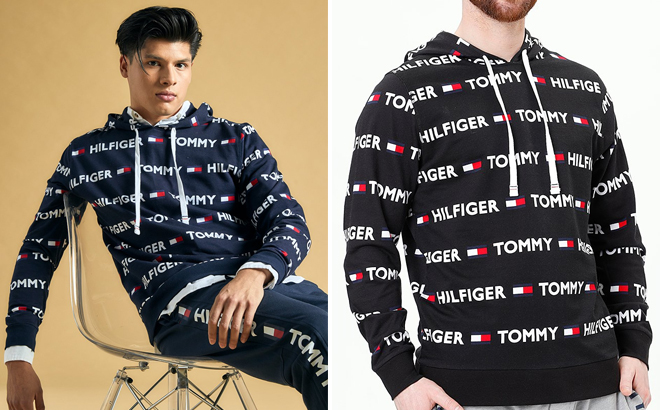 Tommy Hilfiger Logo Drawstring Hoodie On Models