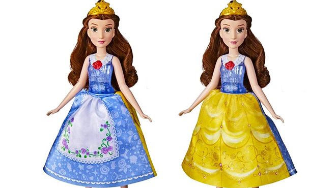 Two Disney Princess Spin and Switch Belle Dolls with Different Dress Designs