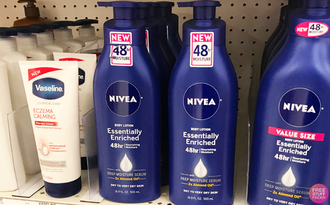 Two Nivea 16 9 Ounce Body Lotions on a Shelf