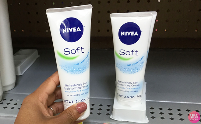 Two Nivea 2 6 Ounce Soft Moisturizing Cream on the Shelf